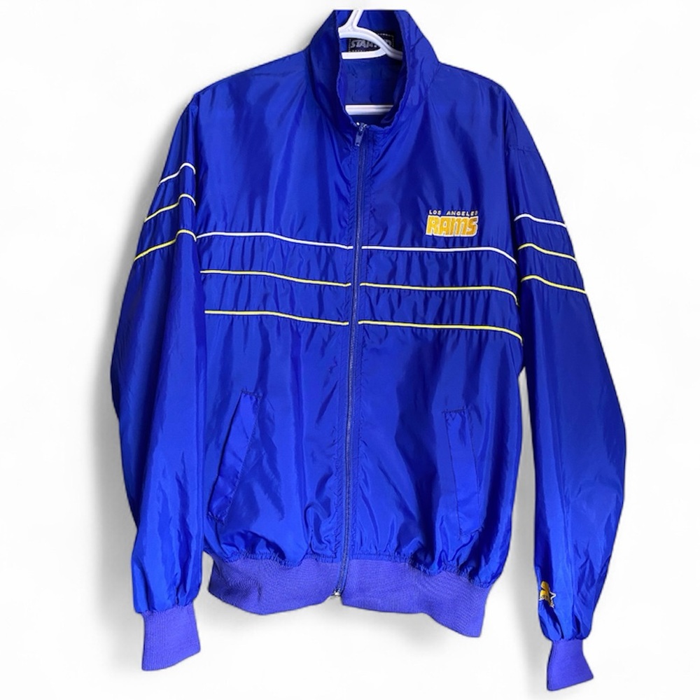 Vintage 90s Logo Los Angeles Rams Nylon Starter Authentic Jacket NFL Size L